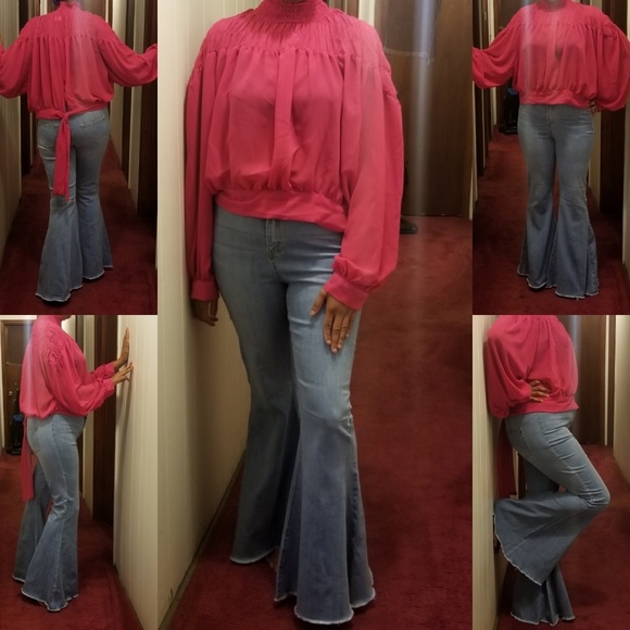 Bell Bottom Wide Leg Medium Wash Jeans - Picture 4 of 8